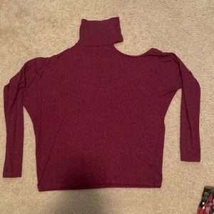 Express high neck, cold shoulder sweater